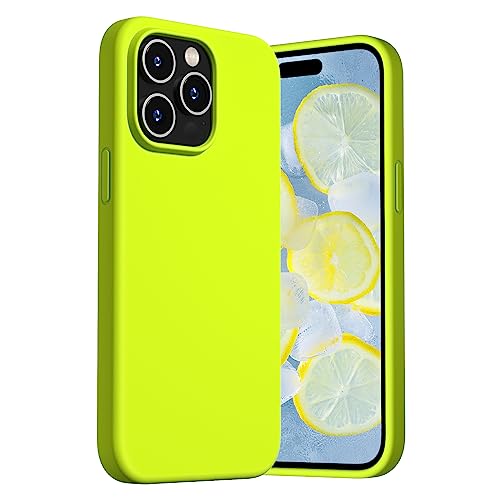 DECXOTD Designed for iPhone 14 Pro Case, Silicone Slim Shockproof Protective Phone Case with Case for iPhone 14 Pro 6.1 inch (Fluorescent Yellow)