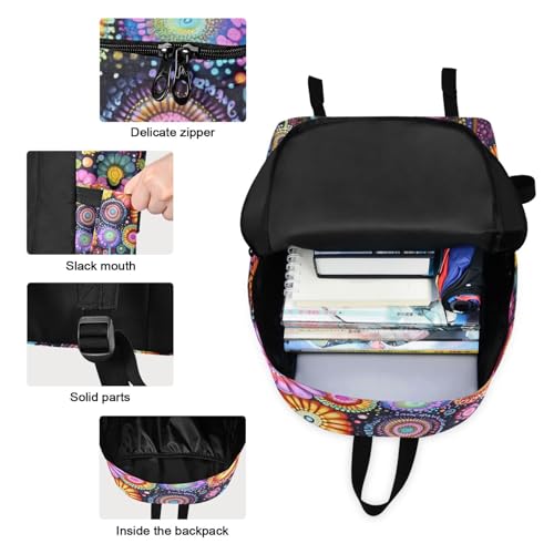 Backpack Lunch Box Set Large Capacity Travel Backpacks and Insulated Lunch Bag for Commute Hiking Picnic Abstract Anime Floral Print3