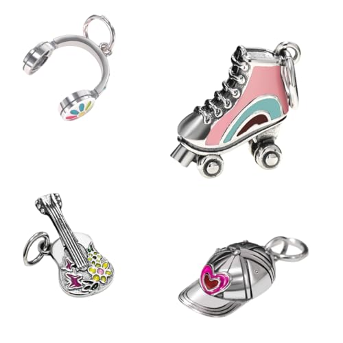 Toypocket S925 Enamel Earphones & Skateboarding Guitar Charm