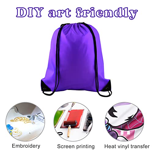 Kuuqa 40Pcs Purple Drawstring Backpack Bag Bulk Sack Drawstring Bags Bulk String Bags Storage Bags For Sport Gym Traveling #TOP3