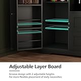 Kitchen Pantry Storage Cabinet,Modern Freestanding Buffet Cabinet with Wine Glass Holder,Food Pantry Cabinet with Doors and Shelves,Tall Kitchen Hutch Cabinet with Microwave Stand for Kitchen (Black)
