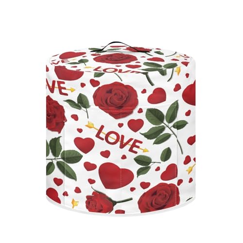 JOAIFO Red Rose Love Print Kitchen Appliance Cover Valentine's Day Theme Pressure Cooker Cover 3 qt Dust Cover for Electric Pressure Cooker/Air Fryer/Rice Cooker/Steamer