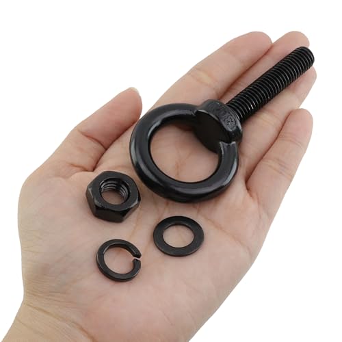 Image of Antrader Lifting Shoulder Eye Bolts, M10 Stainless Steel Machinery Shoulder Lifting Eye Bolt with Lock Nuts,Lock Washers,Flat Washers,M10 x 50mm,Black,6 Sets