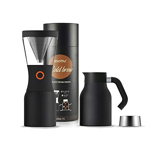 Asobu Coldbrew Portable Cold Brew Coffee Maker With a Vacuum Insulated Stainless Steel
