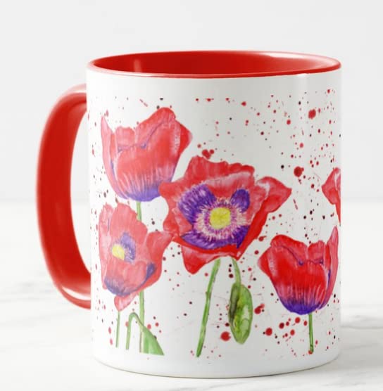 Vixar Puffin Bird - Tazza colorata ad acquerello, idea regalo, compleanno, lavoro, ufficio, Natale, tè, caffè, colore: arancione