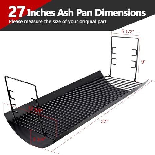 Image of Criditpid 27 Inch Ash Pan Drip Pan Ashpan for Char Griller 2121, 2828, 2929, 1224, 2727, 2222, 1324 Charcoal Grill Parts, 27 inch Charcoal Tray Grill Pan Replacement Parts with 2pcs Fire Grate Hanger