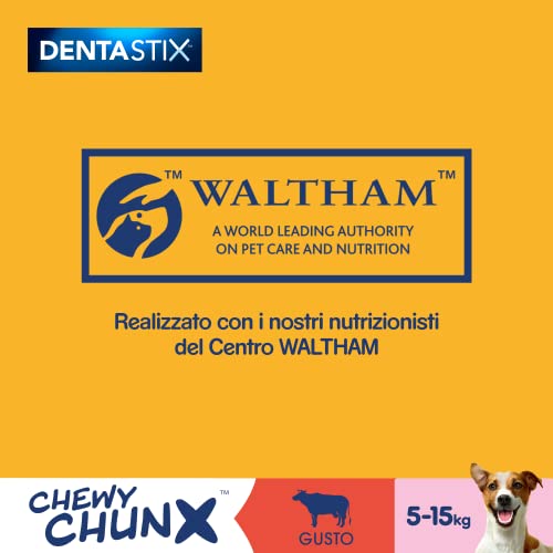 Pedigree Dentastix Chewy Chunx, Rinderzahn-Snack für kleine Hunde, 5 Beutel à 68 g