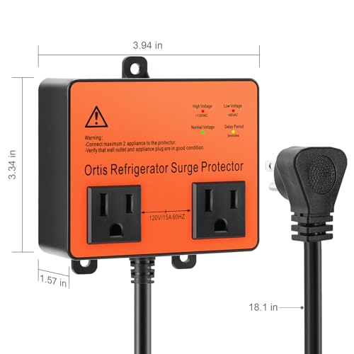 Ortis Refrigerator Surge Protector, Ortis Double Outlet Voltage Protector For Home Appliances With Time Delay thumb #5