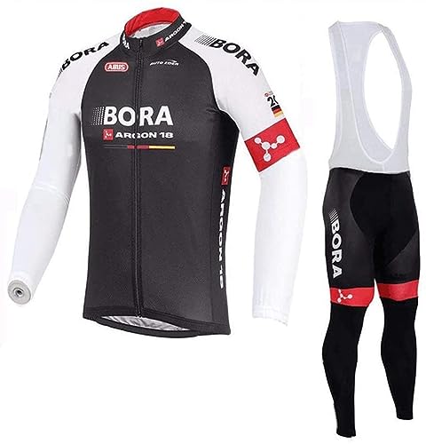 Wanty Radtrikot Herren Langarm Set Fahrradbekleidung Pro Rennrad Trikot + Radsport-trägerhosen mit 19D Gepolsterten