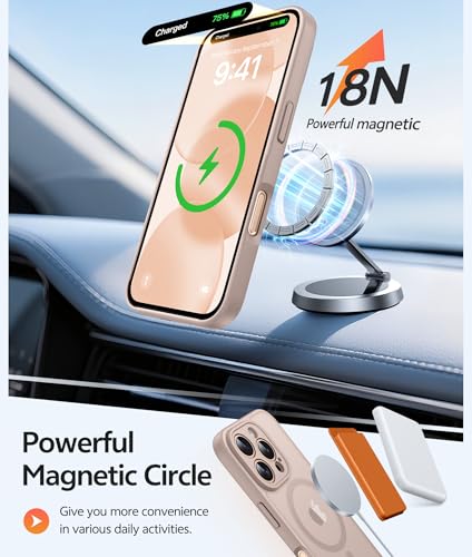 Image of FNTCASE for iPhone 16 Pro Max Case: [Compatible with Magsafe] Translucent Matte Cases with [Full Camera Protection] [Screen Protector] Military Grade Shockproof Protective Phone Cover - Desert Gold