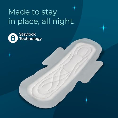 Image of Nua MyWave Night XXL Sanitary Pads for Women | Heavy Flow Period Pads | Super Soft, Rash-Free, Leak-Proof | Super Absorbent | Pack of 28 | Individually Wrapped | 320 mm