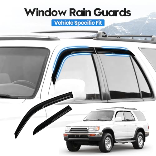 Image of 4Runner Rain Guards - Window Visors for Toyota 4Runner 1996-2002, Out-Channel Side Window Rain Guards for 4Runner Accessories, 4PCS, Black, Car Accessories