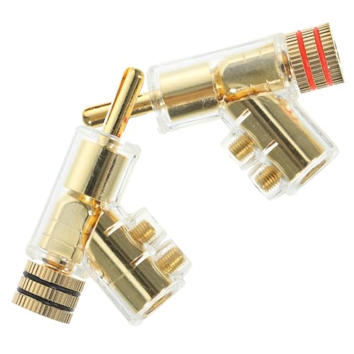 Terminales para cable de altavoz con acabado chapado y conector banana en ángulo 1