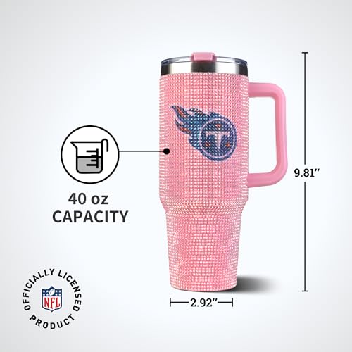 Image of The Memory Company Officially Licensed 40oz Pink Bling Game Day Tumbler, Tennessee Titans