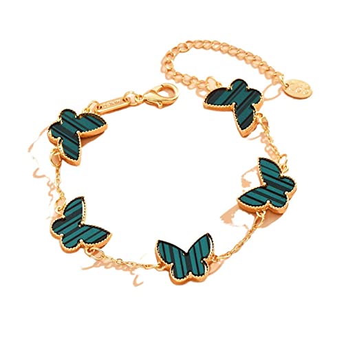 パーソナライズされたラッキー四葉クローバー蝶ブレスレット女の子少数派シンプルブレスレット