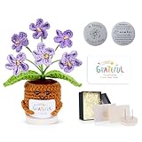 LAIDANLA Handmade Small Thank You Gifts for Women Crochet Flowers Gradient Purple Forget Me Not Appreciation Christmas Valentine Mother's Day Positive Kintted Gifts for Woman Mom Teacher Friend