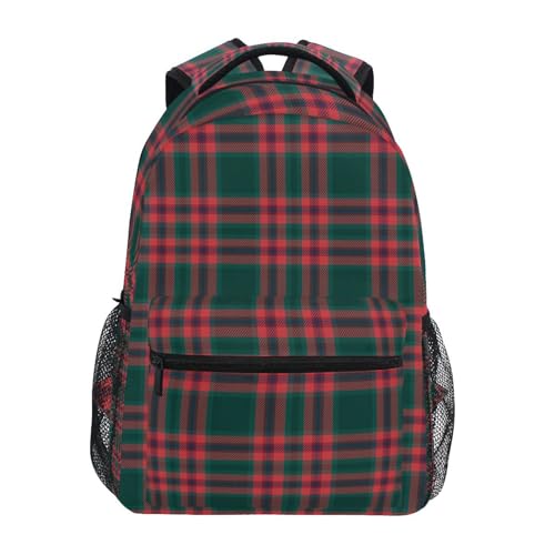 Nisza Christmas Plaid Pattern School Backpack Boys Girls Kids Elementary Middle Schoolbag Travel 16in