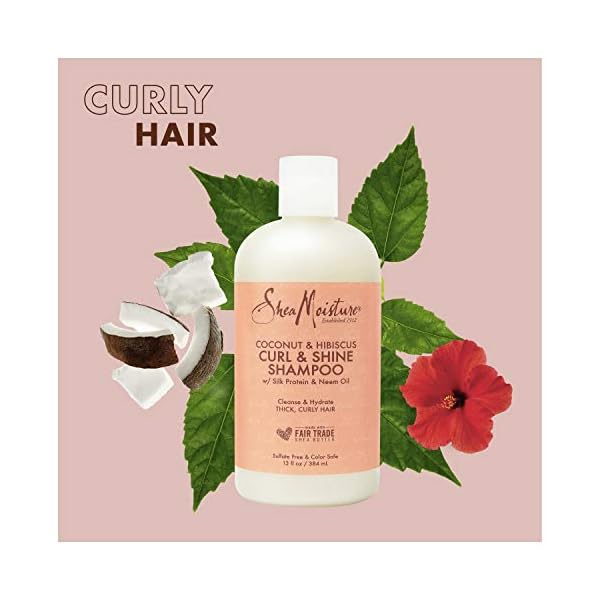 SheaMoisture Shampoo Curl and Shine for Curly Hair Coconut and Hibiscus Paraben Free Shampoo 13 oz