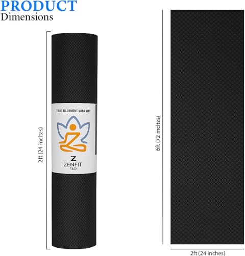 Image of Yoga Mat for Women and Men 4mm with Carry Strap EVA Material Extra Thick Exercise Mat for Workout Yoga Fitness Pilates and Meditation, Anti Tear Anti Slip For Home & Gym Use (Black)