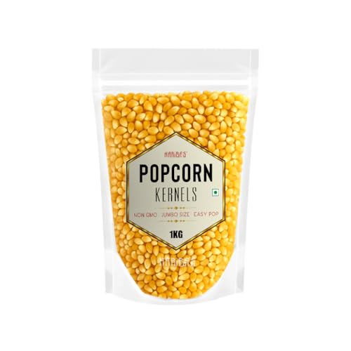 HARIBAS Popcorn Kernels 1kg | Raw Maize for Popcorn | Butterfly Corn High Expansion | Ready to Cook Snack | Homemade Healthy Popcorn | Non-GMO