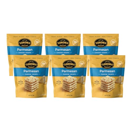 Sonoma Creamery Cheese Crisps, Parmesan, Savory Snack Cracker, High Protein, Low Carb, Gluten Free, Wheat Free, 10 Oz (Pack of 6)