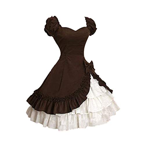 Femmes Arc À Volants Princesse Robe Gothique Lolita Robe De Cour Manches Courtes Robe De Cocktail Soirée Cosplay Costume Cover