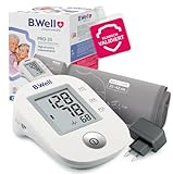 B.Well Swiss Automatisches Oberarm-Blutdruckmessgerät PRO-33, klinisch validierter Blutdruckmesser Arrhythmie- und Vorhofflimmern-Erkennung, anatomisch geformte, waschbare Manschette M-L 22–42 cm