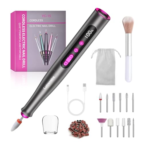 Torno para Uñas Profesional 35000 rpm,Lima de Uñas Eléctrica USB para Uñas de Gel Acrílico,Nail Drill de Gel Acrílico Natural Kit de Manicura y Pedicura Recargable
