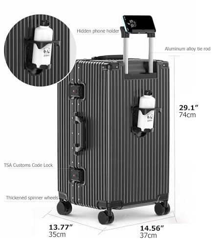 Image of feilario Super Large Aluminum Frame Checked Luggage, Removable Wheels | Zipperless access, PC shell, TSA lock, cup /phone holder and 126L capacity suit dorm moves, moving and long trips