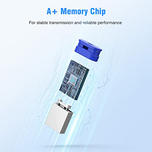 Image of 32GB Small USB Drive K&ZZ 10 Pack 32 GB Mini Thumb Drive with Lanyard 32G Low Profile USB Flash Drive Short Flash Drives for PC Laptop (32GB, Blue)