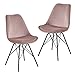 FineBuy Esszimmerstuhl 2er Set Samt Rosa Küchenstuhl mit schwarzen Beinen | Schalenstuhl Skandinavisches Design | Polsterstuhl mit Stoffbezug | Stuhl Gepolstert