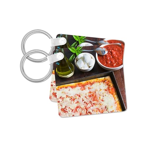3dRose, Homemade Margherita pizza, set of 6 Key Chains