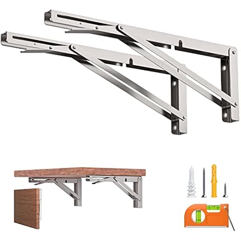 LuckIn Stabile faltbare Regalhalterung, 45.7 cm, Edelstahl, zusammenklappbare Halterung für Wandmontage Cover