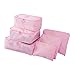 EASEHOME - Set di 6 borse organizer da viaggio, impermeabili, per vestiti, scarpe, biancheria intima, cosmetici, Colore: rosa., L,