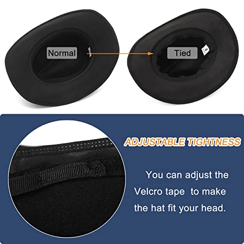 Wool Cowboy Cowgirl Hat For Men Women Classic Roll Up Brim Fedora Cowgirl Hat Western Cowboy Hat Black #TOP3