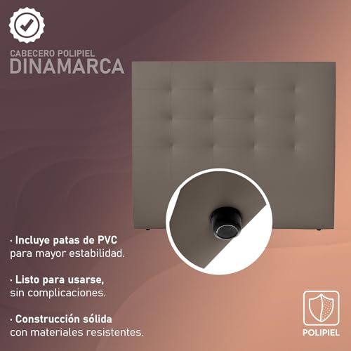 amuéblate Online, Cabecero Modelo Dinamarca Acolchado, Tapizado en Polipiel de Alta Gama, Medidas: 160 x 120 cm (para Cama de 150 y 160) Gris - imagen 7
