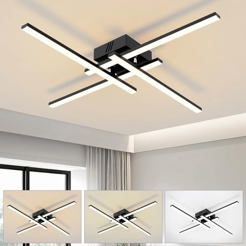 Catálogo de Lampara de techo los 10 mejores. 50 JSXing Lámpara de Techo Moderna, 30W 6000K Lampara de Techo de Montaje Empotrado de Araña LED para Dormitorio, Estudio, Cocina, Sala de Estar (Negro)