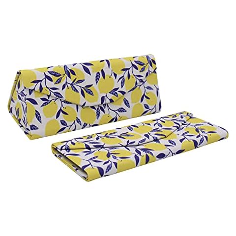 Real Sic Glasses Case for Men and Women - Magnetic Folding Hard Shell Sunglass Holder - Vegan Leather Eyeglass Protector, Variety of Styles Inspired by Nature - (Lemon) Cover