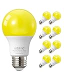EDISHINE A19 Yellow Light Bulbs, 9W(60W Equivalent), 600LM 2400K Amber Glow Outdoor...