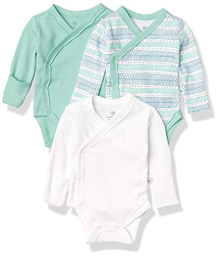 Image of HonestBaby Baby 3-Pack Organic Cotton Long Sleeve Side-snap Kimono Bodysuits