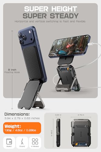 Image of SUPCASE for MagSafe Wallet with Stand, Magnetic Wallet for Men, [Hold 5 Cards] [Adjustable Stand] [RFID Blocking] Phone Stand Credit Card Holder Tripod for iPhone 17 /16 /15 /14 /13 /12 Series, Carbon