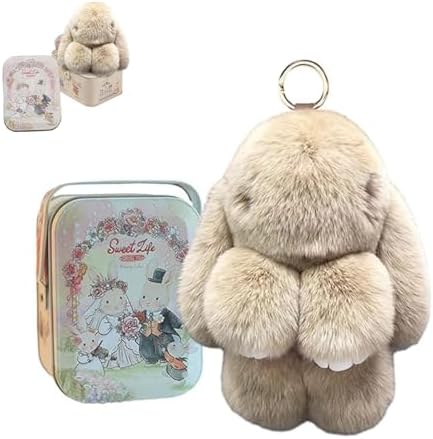 BOVVSKY Bunnylulu Keychain with Box, Bunny Keychain with Tin, BunnyCute Plush Key chain