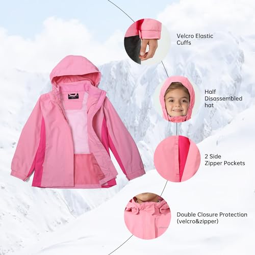Image of Girls Boys Rain Jackets, Lightweight Waterproof Kids Rain Coats with Hood Windbreakers for Kids