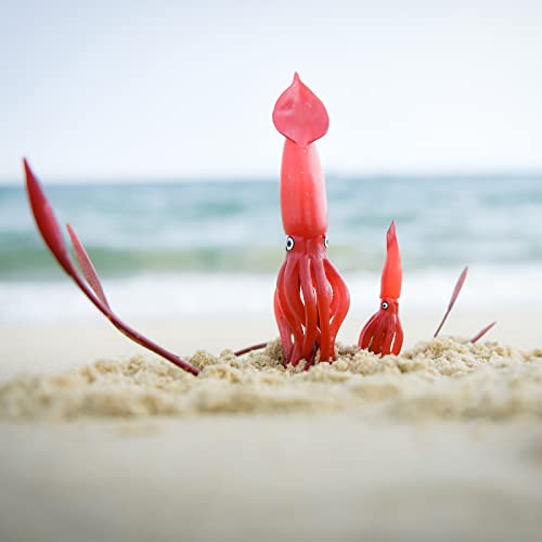 Gemini & Genius Marine Animals World Toys Realistic Hand Painted Squid And Cub Set Ocean Action Figures Beach, Bath, Swimming Toys For Kids Role Play And Cake Topper #TOP4