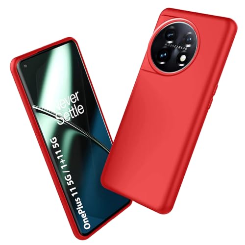 Image of LIRAMARK Liquid Silicone Soft Back Cover Case for OnePlus 11 5G / 1+11 5G (Red)