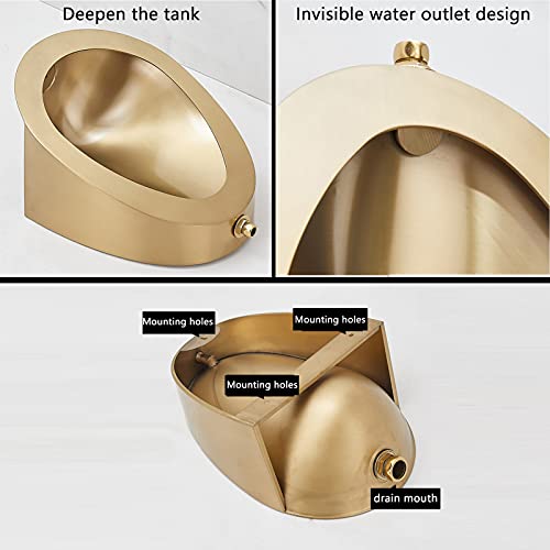 OTQEFTN Commercial Washout High Efficiency Urinal, Wall Mounted Smart Sensor Urinals, Household Stainless Steel Men's Urinalsgold Color, Suitable for Use in Homes Hotels Schools