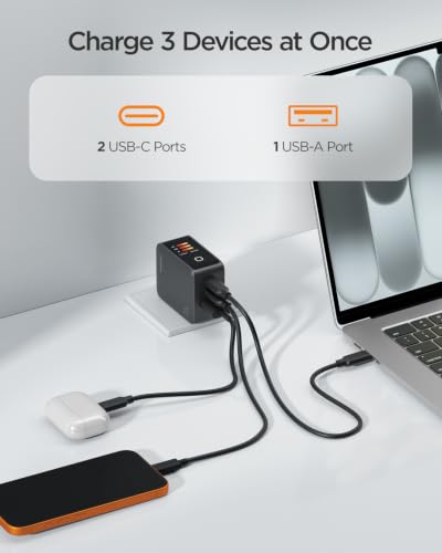 wegear 70W GaN USB C Charger Block with Smart Display & Touch Control, 3-Port PD3.0 Fast Wall Charger, Foldable Plug Power Adapter for MacBook Air/Pro, iPhone 17/16, iPad, Galaxy S25/S24 - Image 5