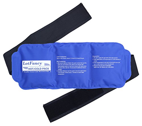 LotFancy Reusable Hot Cold Pack - Gel Therapy Wrap with Adjustable Strap for Knee Back Shoulder Head Elbow Ankle Wrist Waist Sports Muscle Pain Relief (14.9 x 5.9 Inch)