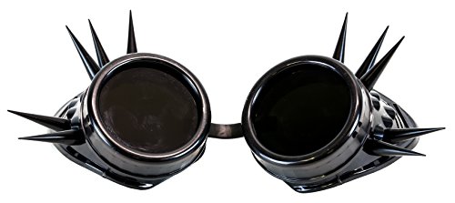 Black Goggles Black Pin Spike Cosplay Aviator Steampunk Gothic Burning Man