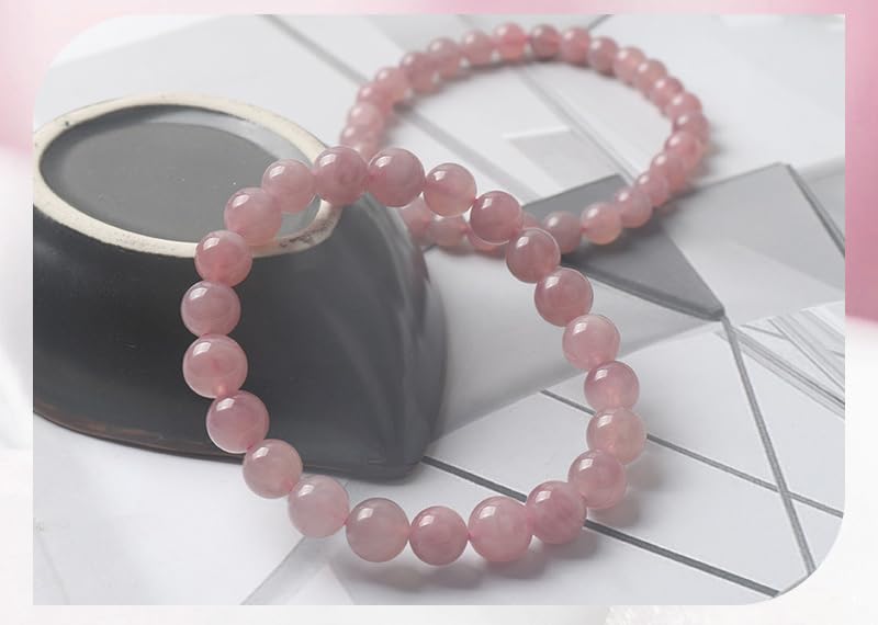 XJBTBA Kristallarmband, Kleiner Schmuck, Perlenarmband, Damen-Armband aus schlichtem Kristall, natürlichem, hochwertigem lila Rosenquarz, 6 mm